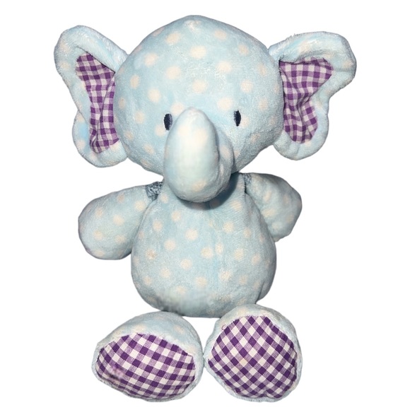 BABY GUND STRIPES & DOTS EVERT BLUE ELEPHANT PLUSH TOY STUFFED ANIMAL - Picture 1 of 8